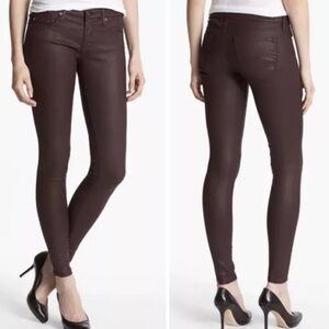 AG Adriano Goldschmied 26R The Absolute Legging Extreme Skinny Jeans Coated Red